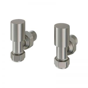 Eastbrook Rounded Brushed Nickel Angled Manual Radiator Valves