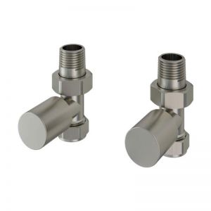 Eastbrook Rounded Brushed Nickel Straight Manual Radiator Valves