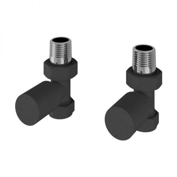 Eastbrook Rounded Matt Anthracite Straight Manual Radiator Valves