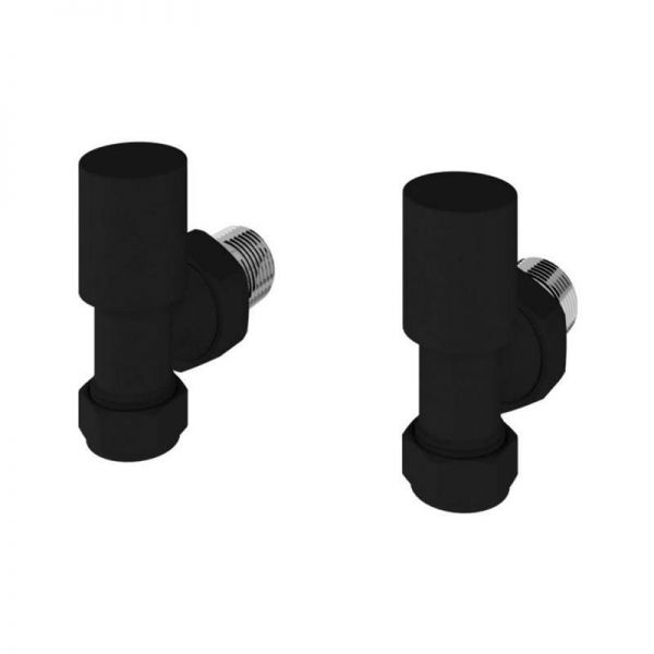 Eastbrook Rounded Matt Black Angled Manual Radiator Valves