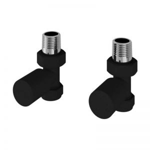 Eastbrook Rounded Matt Black Straight Manual Radiator Valves