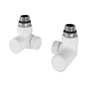 Eastbrook Rounded Matt White Corner Manual Radiator Valves