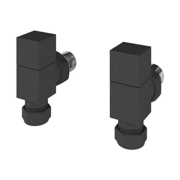 Eastbrook Squared Matt Anthracite Angled Manual Radiator Valves