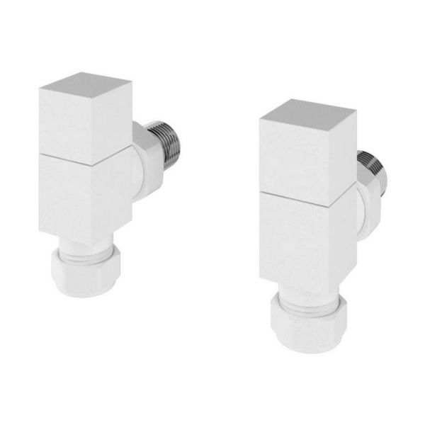 Eastbrook Squared Matt White  Angled Manual Radiator Valves