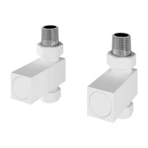 Eastbrook Squared Matt White Straight Manual Radiator Valves