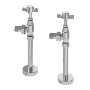 Eastbrook Traditional Chrome Angled Manual Radiator Valves with 150mm Tails