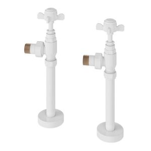 Eastbrook Traditional Gloss White Angled Manual Radiator Valves with 150mm Tails