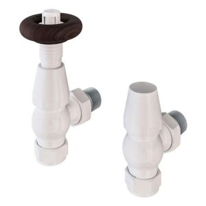 Eastbrook Traditional Gloss White Angled TRV Radiator Valves