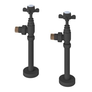 Eastbrook Traditional Matt Anthracite Angled Manual Radiator Valves with 150mm Tails
