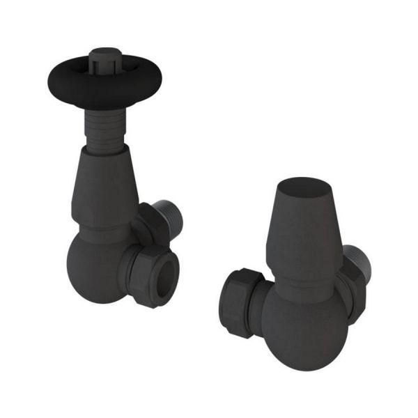 Eastbrook Traditional Matt Anthracite Corner TRV Radiator Valves