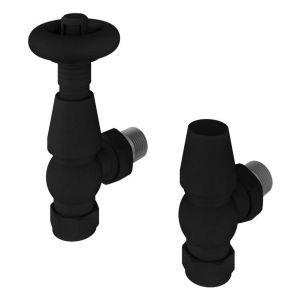 Eastbrook Traditional Matt Black Angled TRV Radiator Valves