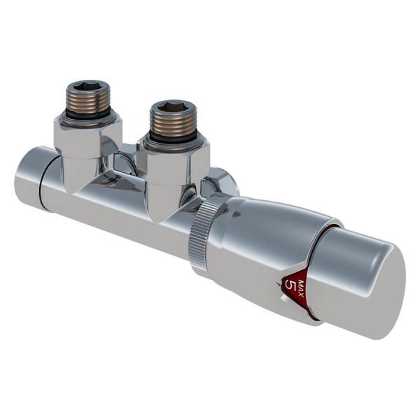 Eastbrook Twin Inlet Chrome Angled 50mm TRV Radiator Valve