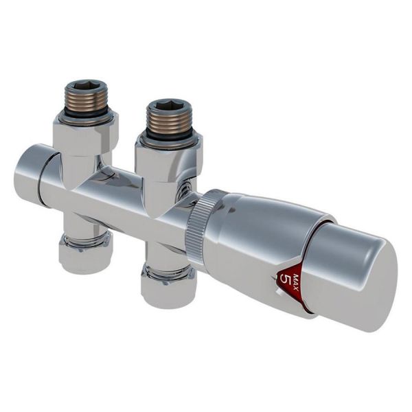 Eastbrook Twin Inlet Chrome Straight 50mm TRV Radiator Valve