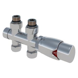 Eastbrook Twin Inlet Chrome Straight 50mm TRV Radiator Valve
