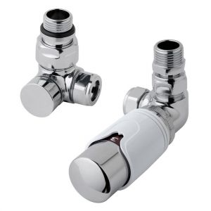 Eastbrook White and Chrome Corner TRV Radiator Valves