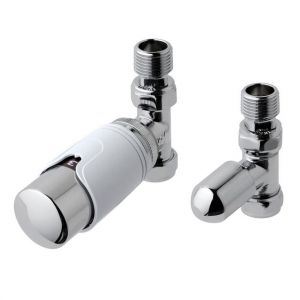 Eastbrook White and Chrome Straight TRV Radiator Valves