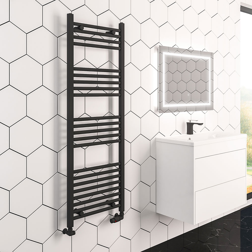 Boren tweeling Civiel Eastbrook Wingrave 1000 x 500 Straight Matt Black Towel Rail - 89.0600