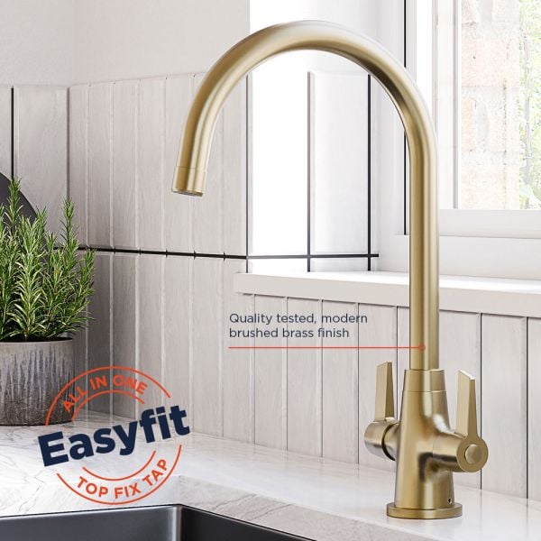 Bristan Echo Brushed Brass Easyfit Mono Kitchen Mixer Tap EC SNK EF BB #2