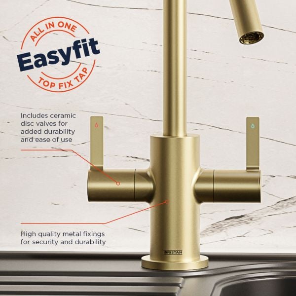 Bristan Echo Brushed Brass Easyfit Mono Kitchen Mixer Tap EC SNK EF BB #3