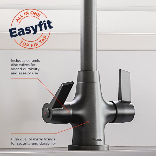 Bristan Echo Gun Metal Easyfit Mono Kitchen Mixer Tap EC SNK EF GM #3