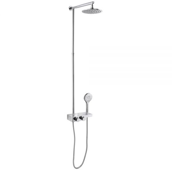JTP Chrome Thermostatic Exposed Bar Shower Valve Kit with Rigid Riser