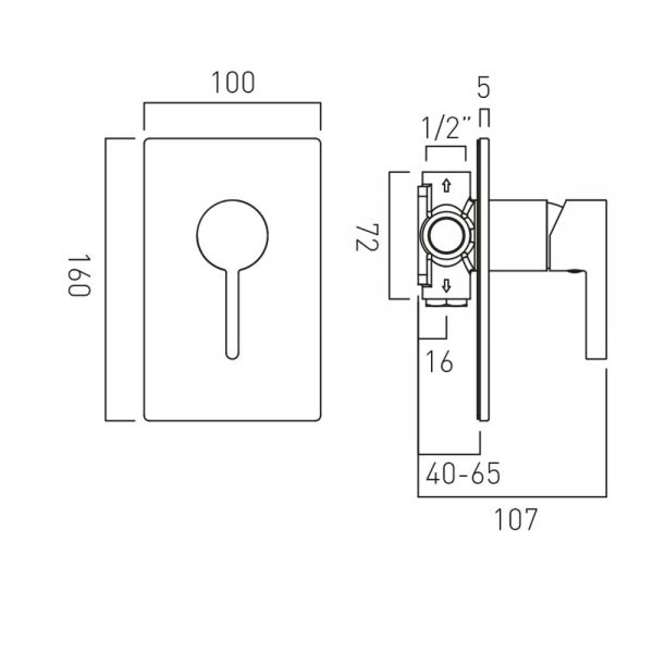 Vado Edit Single Outlet Concealed manual Shower Valve #2
