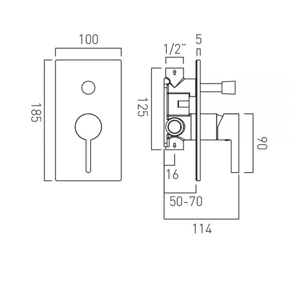 Vado Edit Two Outlet Concealed Manual Shower Valve with Diverter #2