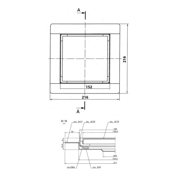 JTP Elite Brushed Bronze 150 x 150mm Square Shower Drain #2