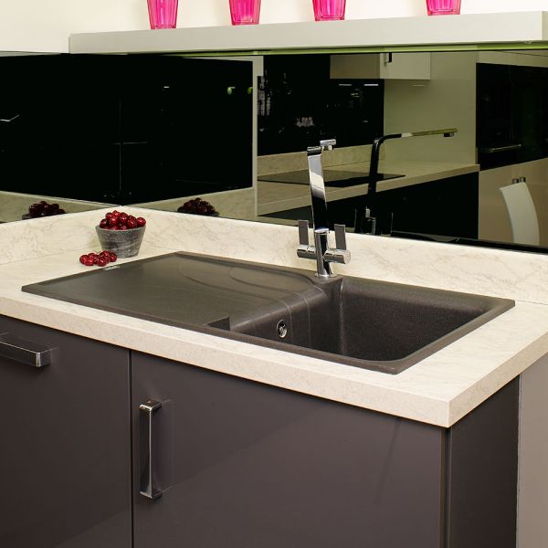 Reginox Ego 400 Titanium Single Bowl Inset Granite Kitchen Sink 860 x 500mm #3