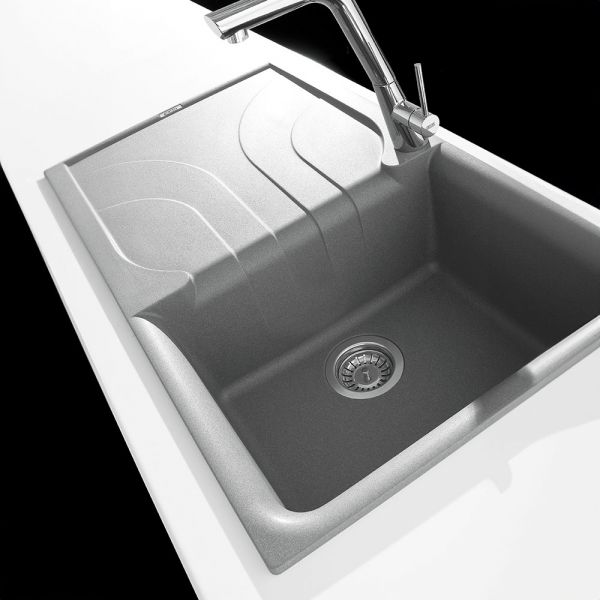 Reginox Ego 400 Titanium Single Bowl Inset Granite Kitchen Sink 860 x 500mm #4