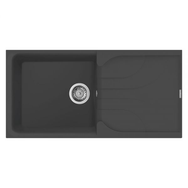 Reginox Ego Black 1 Bowl Granite Kitchen Sink 1000 x 500mm