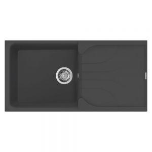 Reginox Ego Black 1 Bowl Granite Kitchen Sink 1000 x 500mm