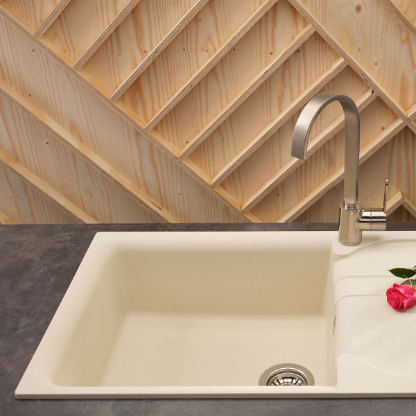 Reginox Ego Cream 1 Bowl Granite Kitchen Sink 1000 x 500mm #2