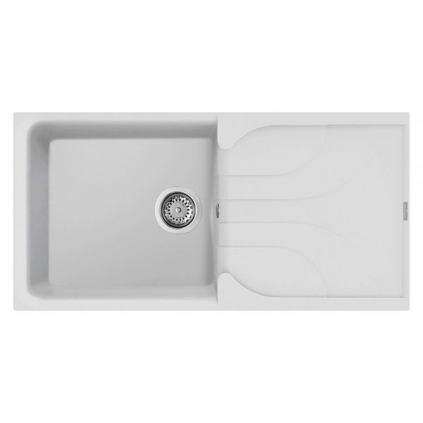 Reginox Ego White 1 Bowl Granite Kitchen Sink 1000 x 500mm