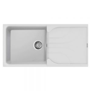 Reginox Ego White 1 Bowl Granite Kitchen Sink 1000 x 500mm