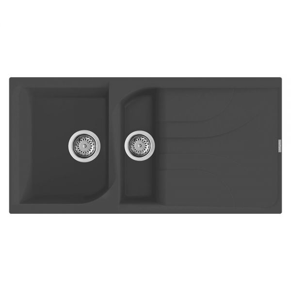 Reginox Ego Black 1.5 Bowl Granite Kitchen Sink 1000 x 500mm