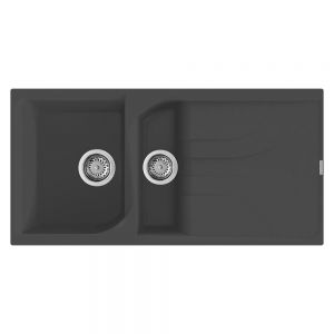 Reginox Ego Black 1.5 Bowl Granite Kitchen Sink 1000 x 500mm