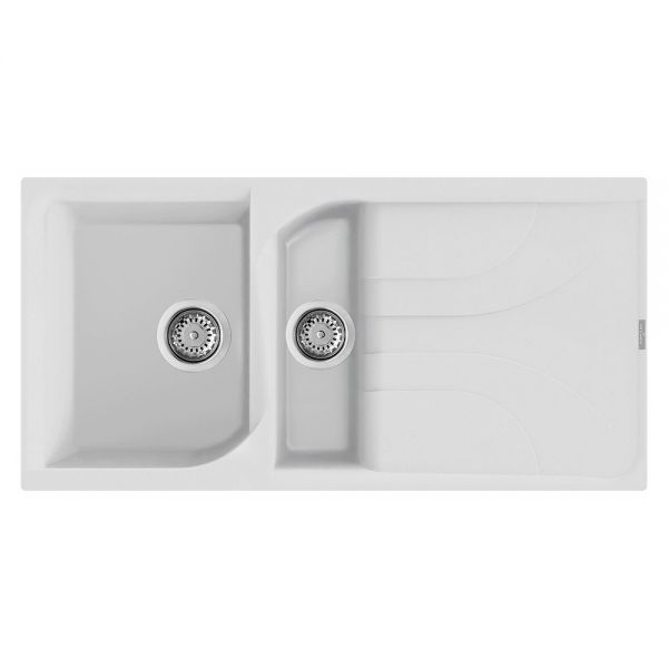 Reginox Ego White 1.5 Bowl Granite Kitchen Sink 1000 x 500mm