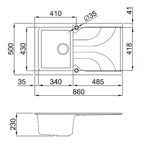 Reginox Ego Titanium 1 Bowl Granite Kitchen Sink 860 x 500mm #2