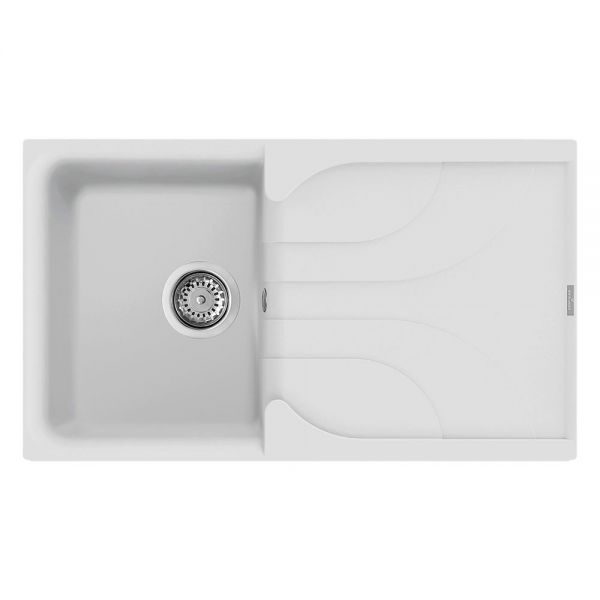 Reginox Ego White 1 Bowl Granite Kitchen Sink 860 x 500mm