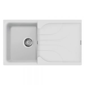 Reginox Ego White 1 Bowl Granite Kitchen Sink 860 x 500mm