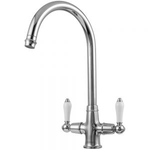Clearwater Elegance C Twin Lever Chrome Twist & Spray Monobloc Kitchen Sink Mixer Tap