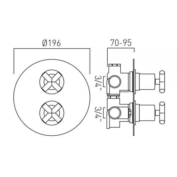 Vado Elements 2 Way Wall Mounted Concealed Valve With Integrated Diverter #2