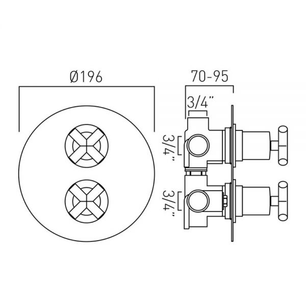 Vado Elements 3 Way Wall Mounted Concealed Valve With Integrated Diverter #2