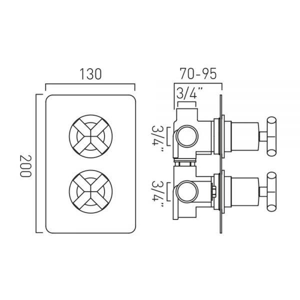 Vado Elements Chrome Three Outlet Thermostatic Shower Valve #2