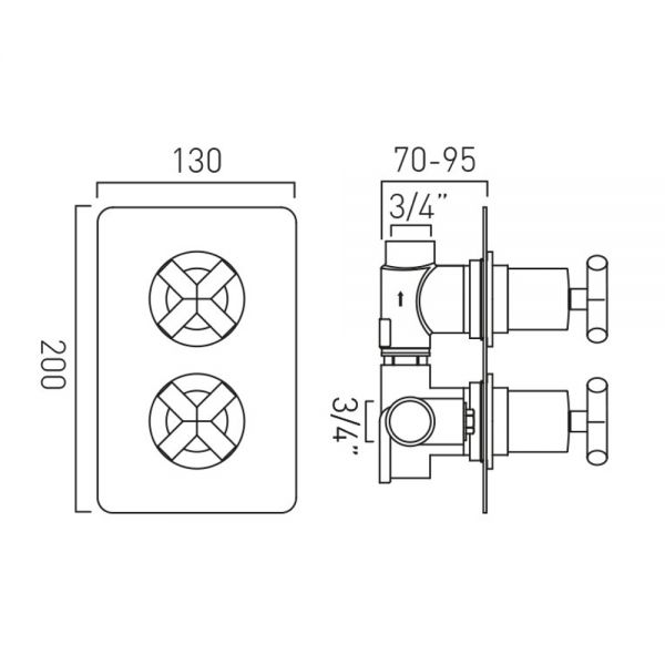 Vado Elements Chrome Single Outlet Thermostatic Shower Valve #2