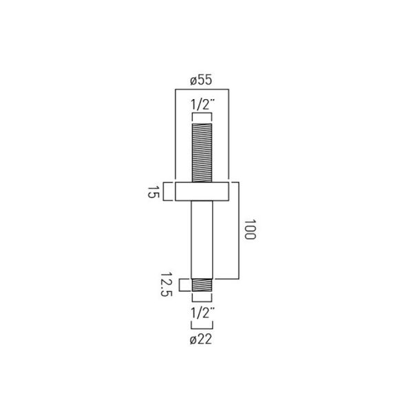 Vado Elements Matt White Fixed Head Ceiling Mounting Arm 100mm (4'') #2