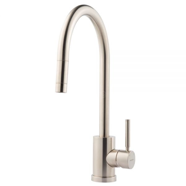 Clearwater Elmira Single Lever Brushed Nickel Pull Out Monobloc Kitchen Sink Mixer Tap