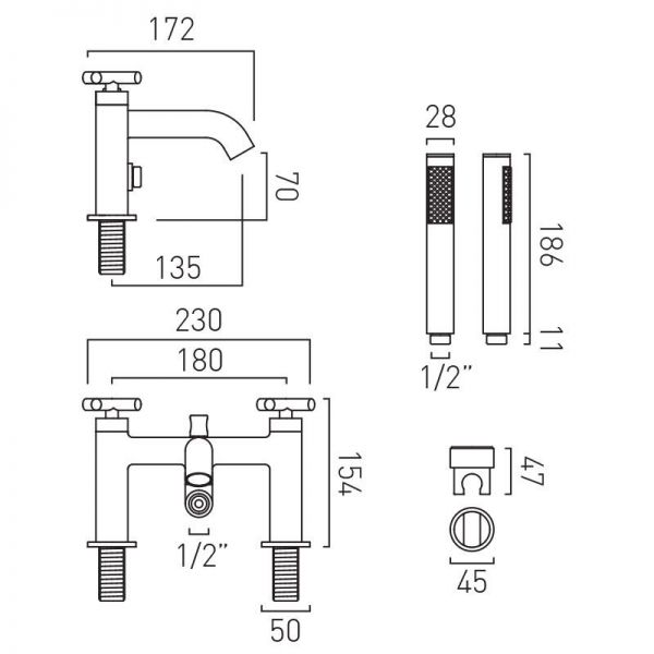 Vado Elements Chrome Bath Shower Mixer Tap #2