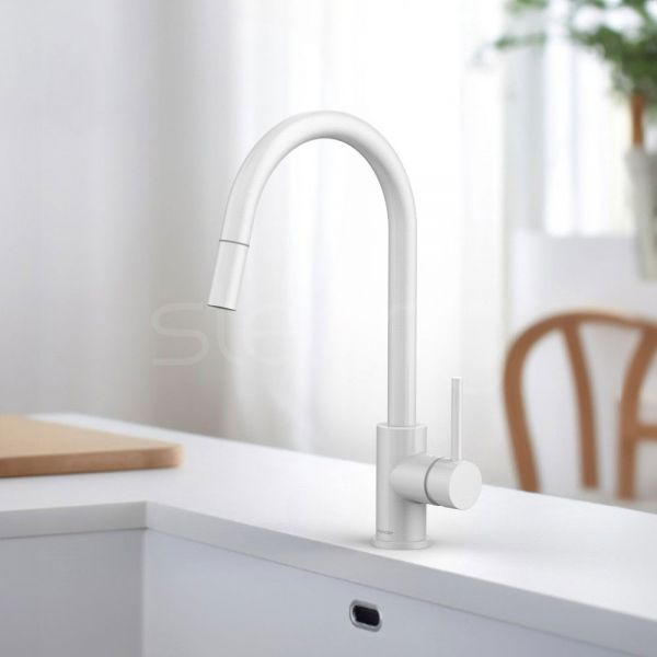 Clearwater Ember Single Lever Matt White Monobloc Kitchen Sink Mixer Tap #2